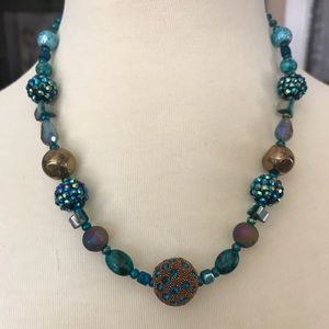 Teal beaded necklace